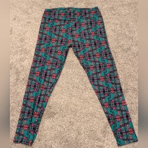 LuLaRoe Leggings Multicolor Horses Aztec Mayan Butter Soft Size: TC Tall & Curvy